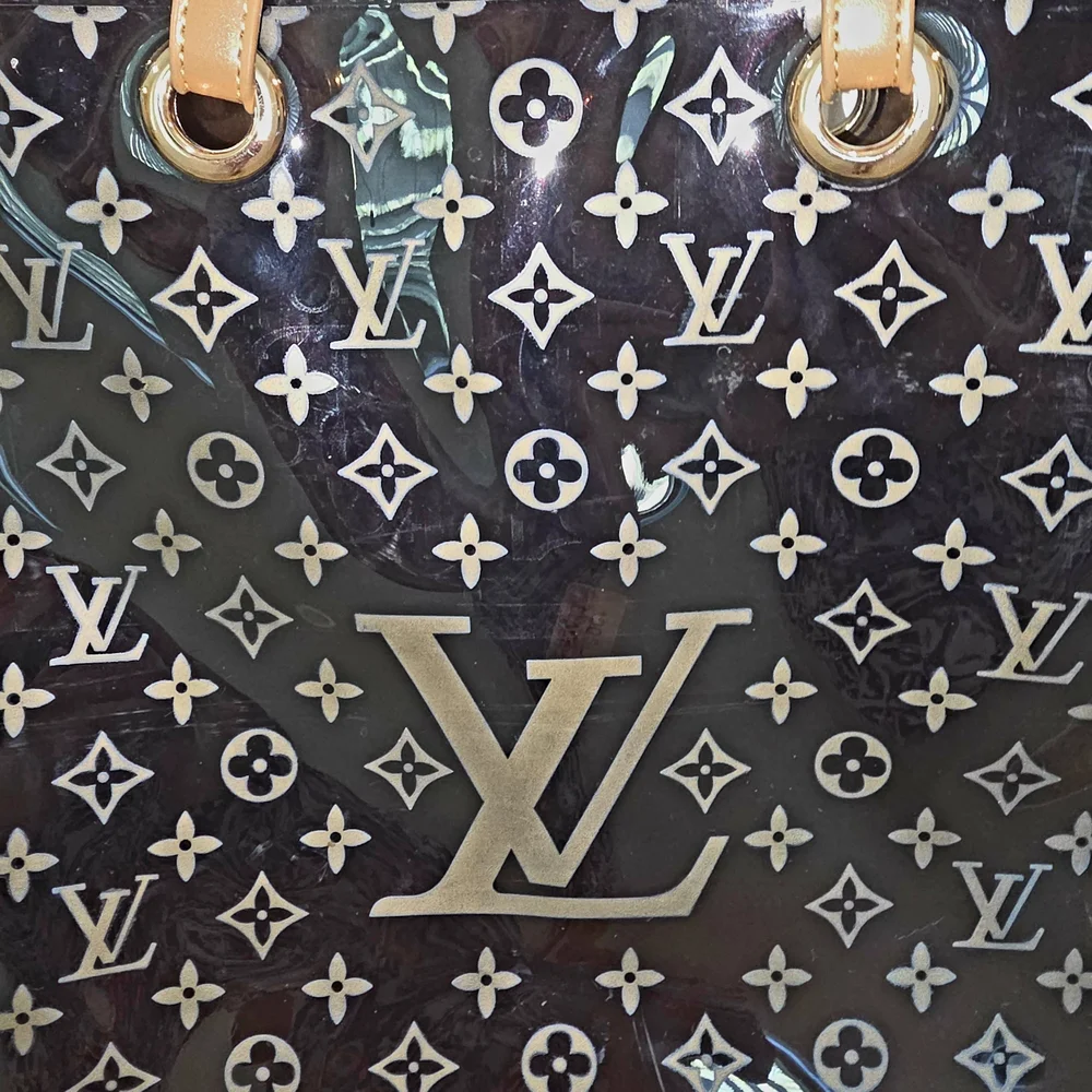 Designer Black and Tan Monogram Tote - Picture 2 of 11